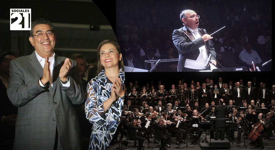 Sergio Salomón y Gaby Bonilla encabezan homenaje al fundador del Coro Normalista de Puebla.