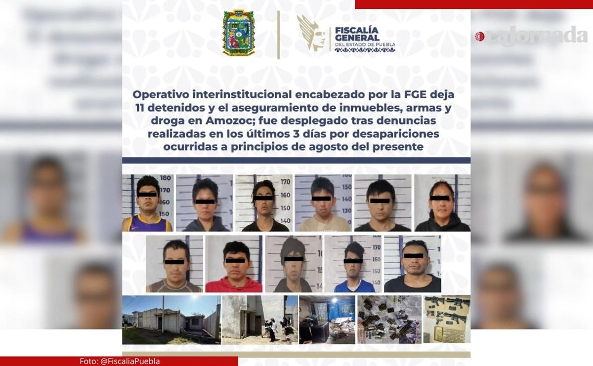 Operativo en Puebla detiene a 11 sospechosos por desaparición de hombres en Amozoc